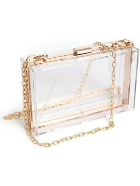 Clear Acrylic Crossbody Clutch Purse for Women - Stadium Approved Evening Bag